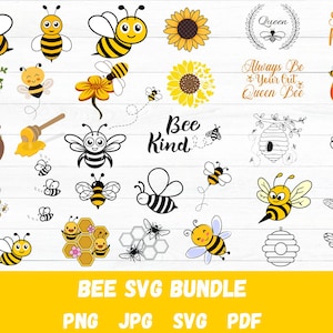Bee SVG Bundle: Honeybee Clipart, Cricut Cut Files (Digital Download)