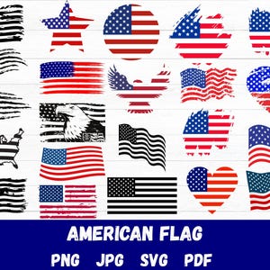 Distressed American Flag SVG Bundle: Patriotic USA Vector (Digital Download)