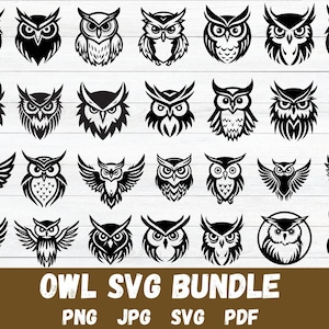 Owl Svg Bundle - Owl Svg - Owl Clipart - Owl Png - Owl Silhouette - Owl Face Svg - Birds Svg - Cute Owl Svg - Owl Head Svg
