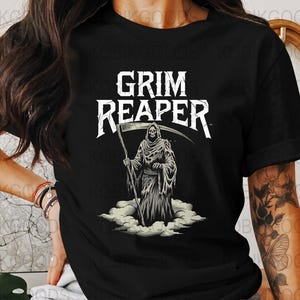 Grim Reaper T Shirt,Digital PNG,Streetwear Graphic,Death,Gothic Tee,Grunge Design,Dark Humor,Trendy T-Shirt,Skull Artwork,Commercial Use