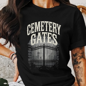 Cemetery Gates T-Shirt Design, Halloween Digital Download, Spooky Season Shirt, 300dpi PNG, Commercial Use Shirt Graphics