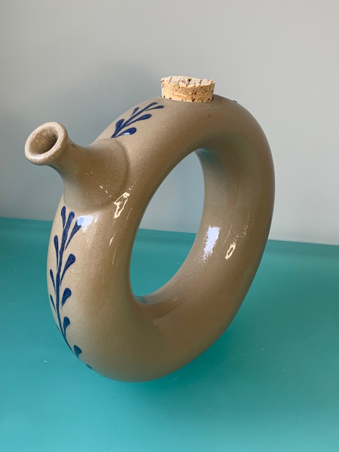 Vintage Hartstone Pottery Wine Decanter Donut Carafe Glazed Beige Etsy