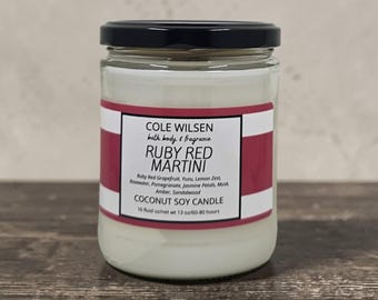 Ruby Red Martini Scented Candle with Wooden X Wick