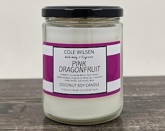 Pink Dragonfruit Scented Candle with Wooden X Wick