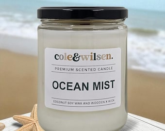 Ocean Mist Scented Candle with Wooden X Wick