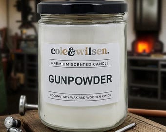 Gunpowder Scented Candle with Wooden X Wick