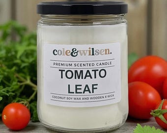 Tomato Leaf Scented Candle with Wooden X Wick