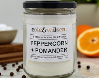 Peppercorn + Pomander Scented Candle with Wooden X Wick