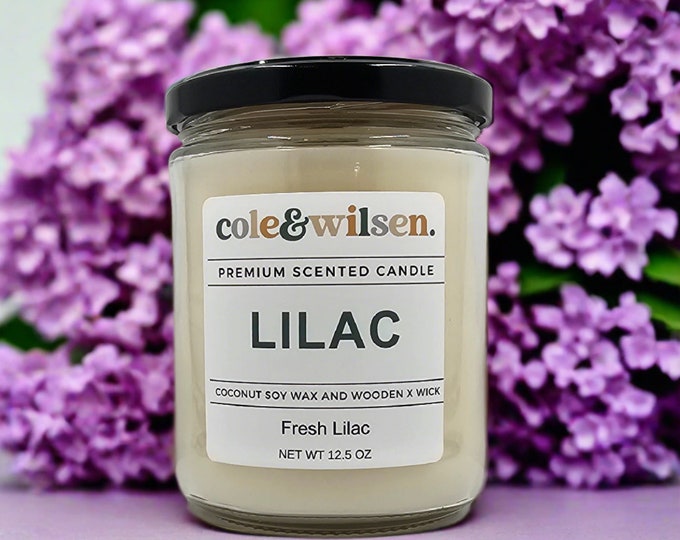 Lilac Candle with Wooden X Wick