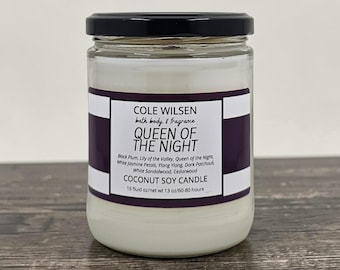 Queen of the Night Scented Candle with Wooden X Wick
