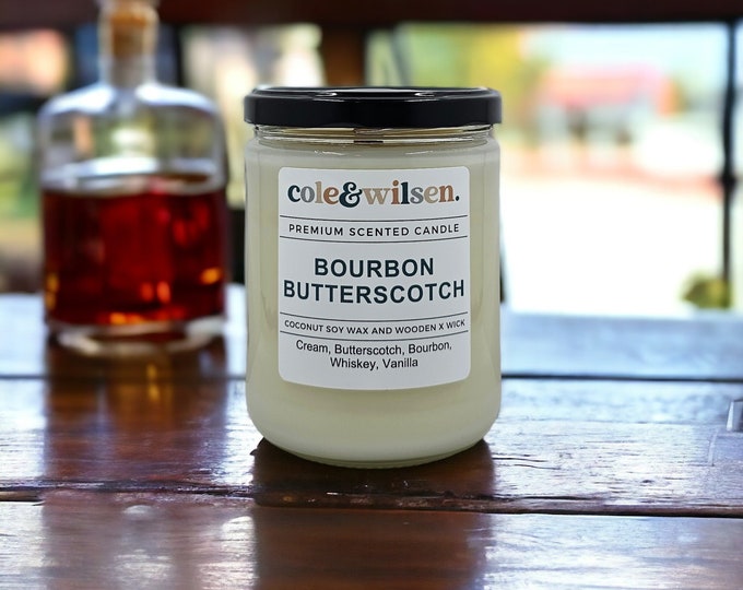 Bourbon Butterscotch Candle with Wooden X Wick