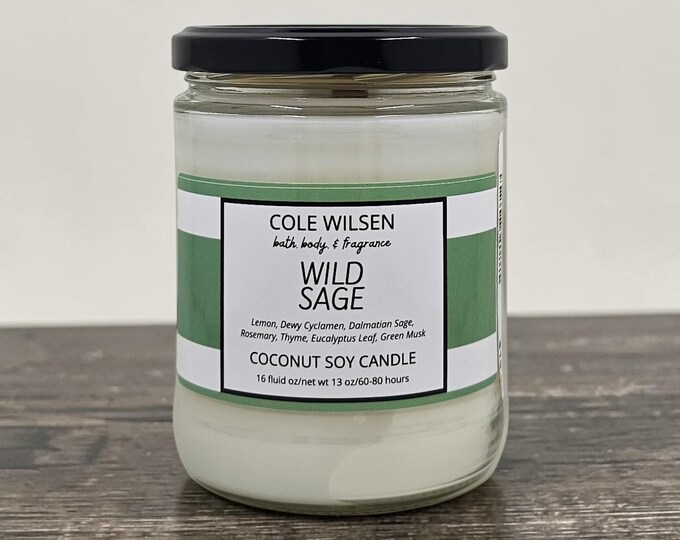 Wild Sage Scented Candle with Wooden X Wick