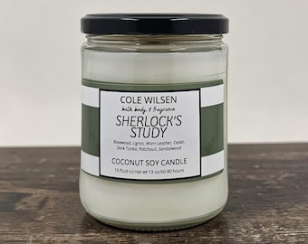 Sherlock's Study Scented Candle with Wooden X Wick