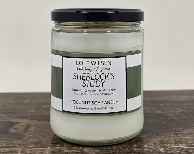 Sherlock's Study Scented Candle with Wooden X Wick