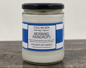 Morning Raindrops Scented Candle with Wooden X Wick