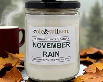 November Rain Candle with Wooden X Wick