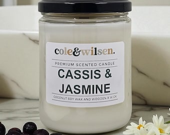 Cassis & Jasmine Scented Candle with Wooden X Wick