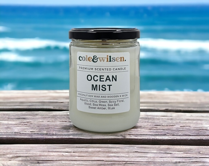 Ocean Mist Candle with Wooden X Wick
