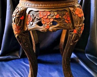 Side table, China, 1st half of the 20th century, handmade with carvings