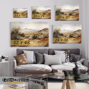 Desert Landscape Watercolor Wall Art Canvas | Earth Tone Nature Watercolor Canvas Painting Print | Peaceful Desert Series 2 image 7