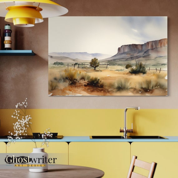 Western Landscape Watercolor Wall Art Canvas | Open Range Series 4