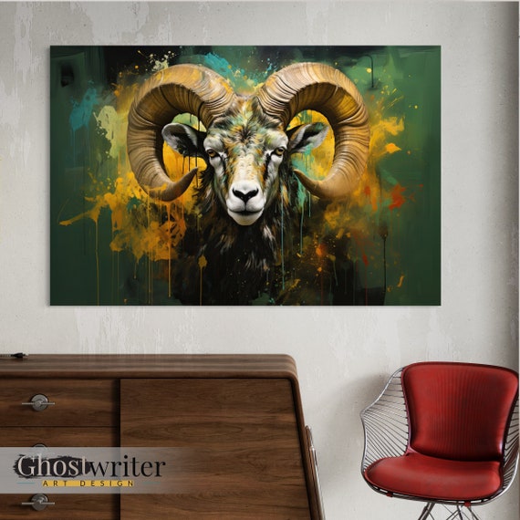 Bighorn Ram Abstract Wall Art Canvas | Abstract Animals Series 11