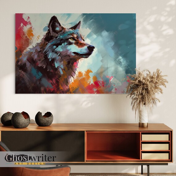 Wolf Abstract Wall Art Canvas | Abstract Animals Series 5