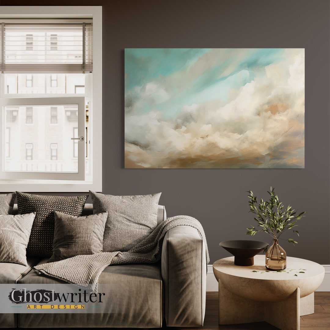 Cloudy Sky Abstract Wall Art Canvas Decor | Minimalist Modern Art ...