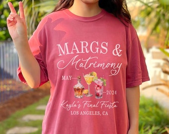 Margs and Matrimony Shirt, Comfort Color Bachelorette Party,  Bridesmaid Shirt, Custom Fiesta Bach Club, Cocktail Club, Custom Bach Shirts