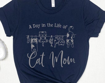 Katzen-Mama-Shirt, Mama-Katzen-Shirt, Frauen-Katzen-T-Shirt, Muttertagsgeschenk für Mama, Katzenliebhaber-Geschenk, Mama-Katzen-Geschenke, Katzen-Mama-Rundhalsausschnitt, Mama-Shirt