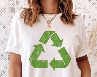 Recycling-Shirt, grünes Umwelt-T-Shirt, Vintage-Recycling, Go Green-Shirt, Recycling-Logo, Klimawandel, Recycling reduzieren Wiederverwendung, Recycling-Hoodie