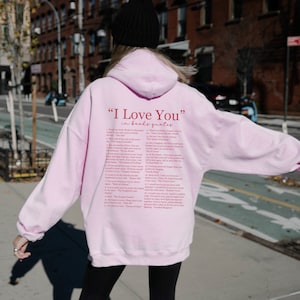 I Love You In Book Quotes Sweatshirt, Different Ways To Say I Love You, Book Lover, Bookish Crewneck, Romance Novel Gift, Novel Reader Shirt Pink