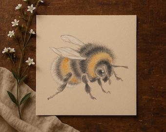 Bumble Bee Wall Art Print - Wall decor for kids room, country style home