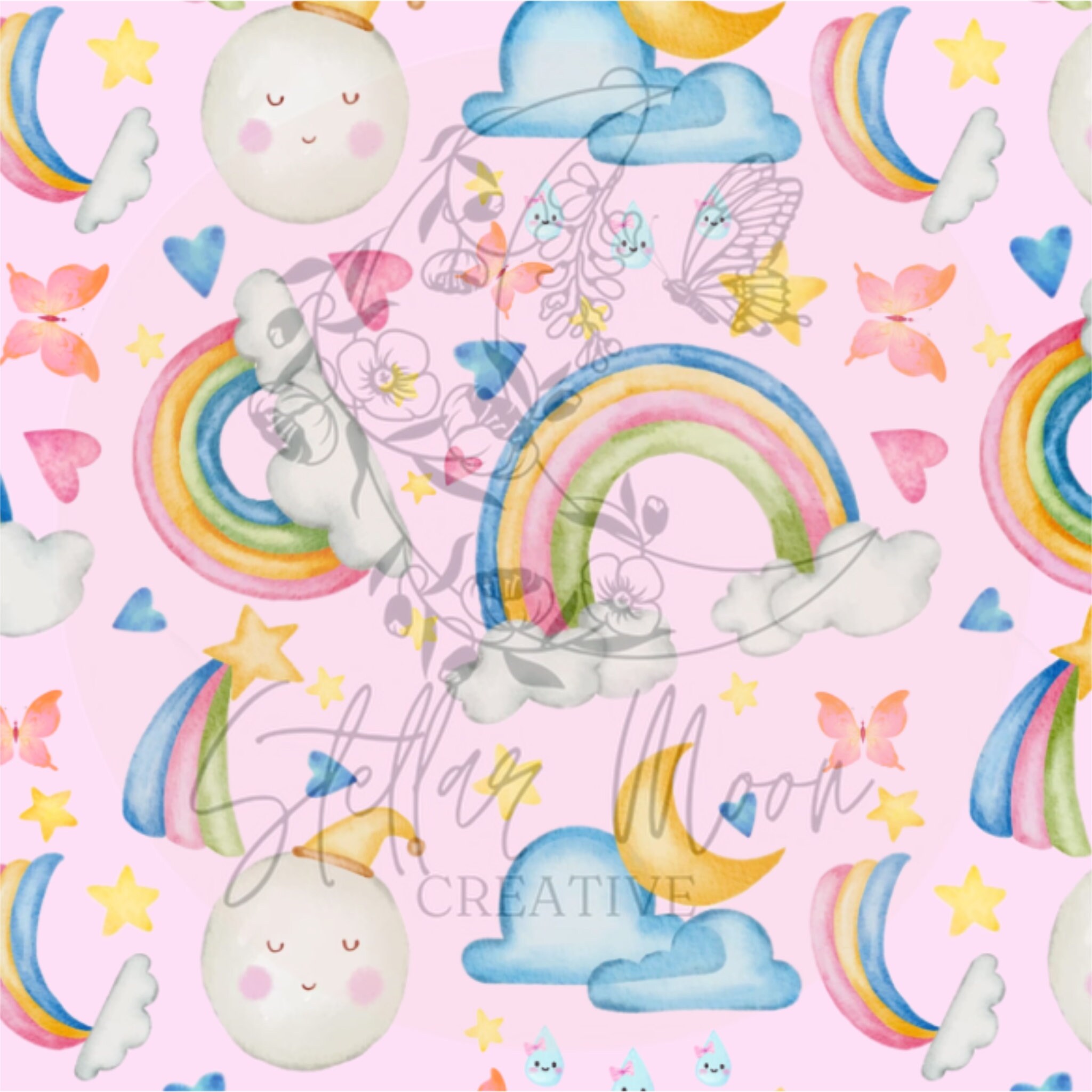 Whimsical Rainbow Moon Seamless Design Pattern - Etsy