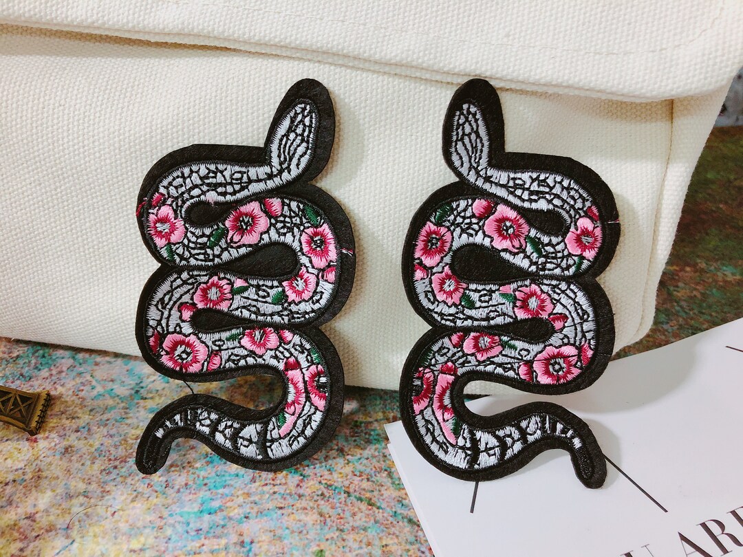 A Pair of Floral Snakes Patch Iron on Patch Sew on Patch - Etsy