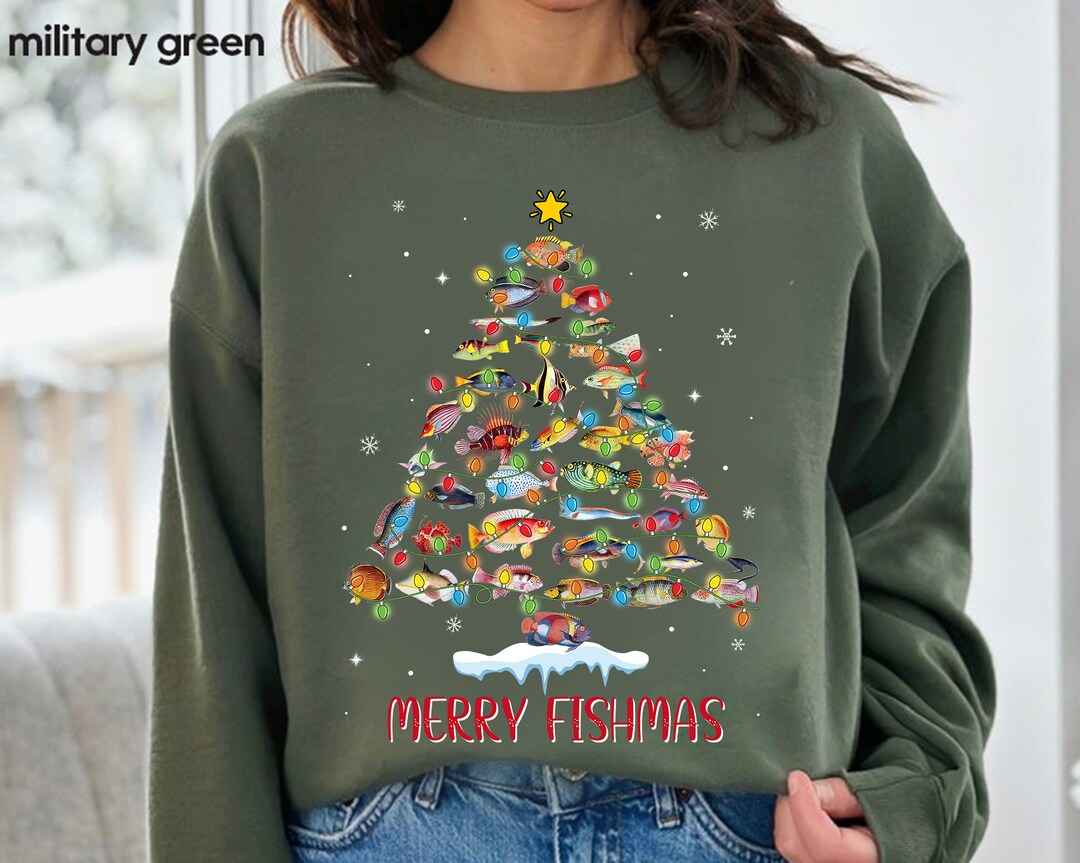 Merry Fishmash Christmas Tree Shirt Fish Christmas Tree Etsy