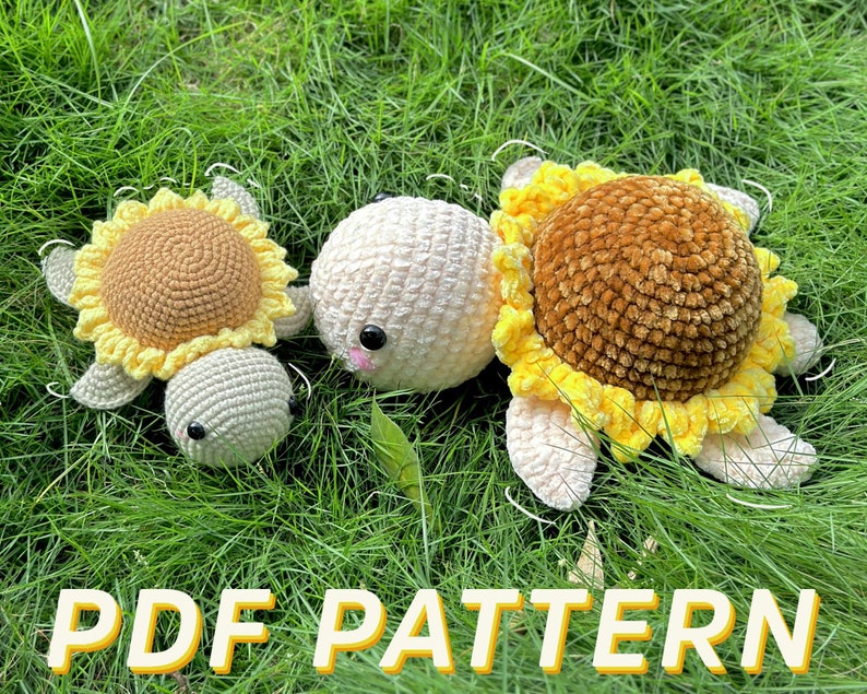 Crochet Sunflower Turtle Pattern Turtle Crochet Patterns Etsy