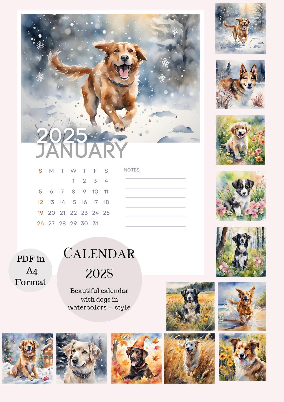 Cute Dog Calendar 2025 