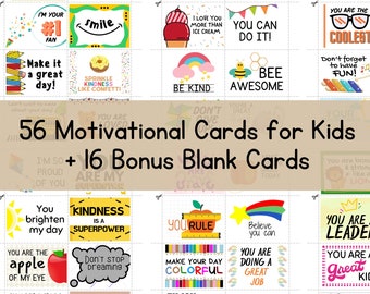 Lunch Notes for Kids, Kindness Cards, Back to School Notes, Lunch Notes, School Motivation, Cute Notes, Printable Lunch Box Notes