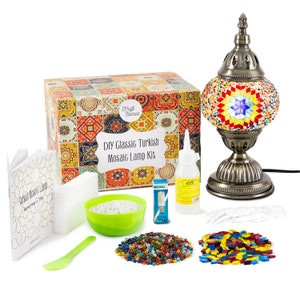DIY Mosaic Lamp Kit, Mosaic kit for adults, Birthday Gift, gift for him, gift for her, Turkish Ottoman gift, US Plug with Video Instructions