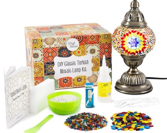 DIY Mosaic Lamp Kit, Mosaic kit for adults, Birthday Gift, gift for him, gift for her, Turkish Ottoman gift, US Plug with Video Instructions