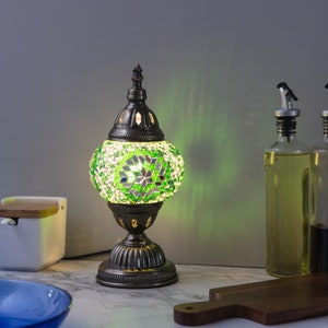 DIY Mosaic Lamp Kit, Mosaic kit for adults, Birthday Gift, gift for him, gift for her, Turkish Ottoman gift, US Plug with Video Instructions Green