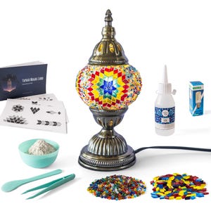 DIY Mosaic Lamp Kit | Mosaic kit for adults | Birthday Gift | gift for him | gift for her | Mosaic Craft kit US Plug with Video Instructions