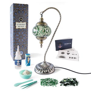 Kit lampada fai da te grande, kit lampada cigno marocchino, kit lampada mosaico, lanterna marocchina, kit mosaico per adulti, kit artigianale con istruzioni video