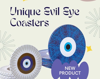 Evil Eye Metal Coasters Set of 5