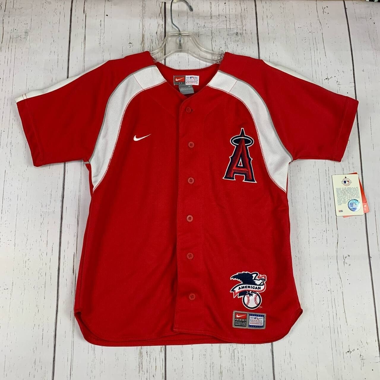 MLB Los Angeles Angels Boys' White Pinstripe Pullover Jersey - XS