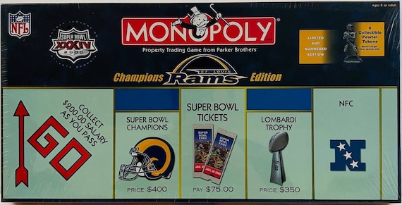 Vintage Monopoly St Louis Rams Champions Edition Super Bowl 