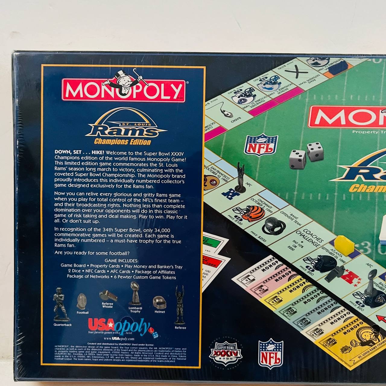 Vintage Monopoly St Louis Rams Champions Edition Super Bowl 