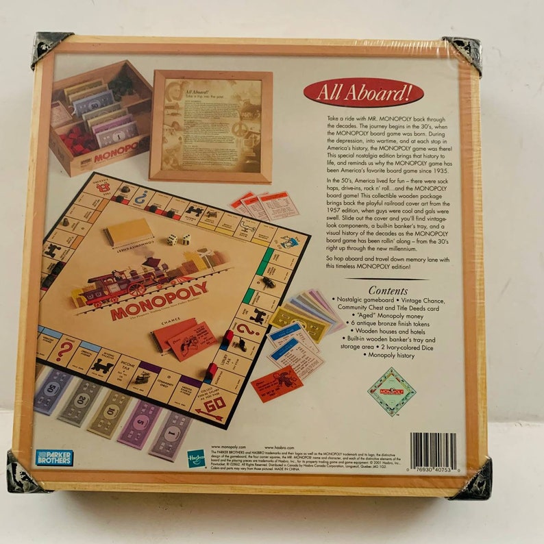 Vintage Monopoly Wooden Box Board Game Nostalgia Series All Etsy