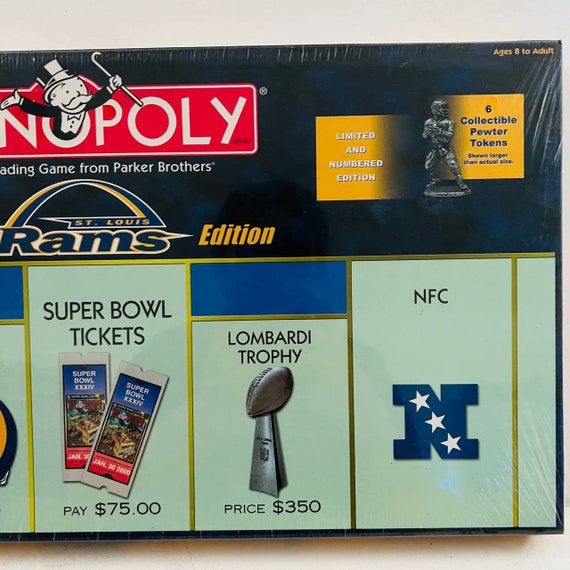 Vintage Monopoly St Louis Rams Champions Edition Super Bowl 